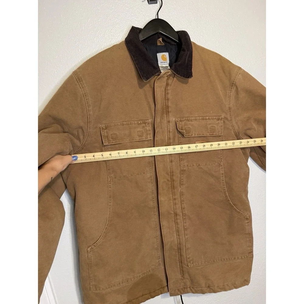 Vintage Carhartt Brown Canvas Jacket Coat Men's Size Large Tall Quilted Chore